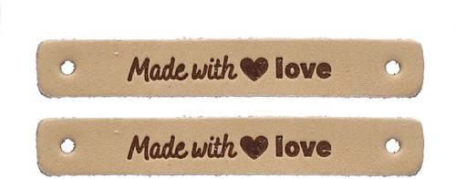 Durable Leren Label Made with Love (2 stuks) 001 Light Brown-2