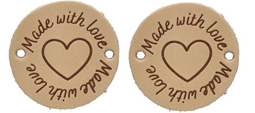 Durable Leren Label Made with Love Rond (2 stuks) 001 Light Brown-2