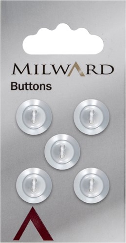 Milward Parelmoer Knoop Wit met Rand 13mm (5 stuks)