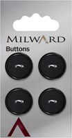 Milward Mat met Glanzende Rand Knoop Zwart 19mm (4 stuks)