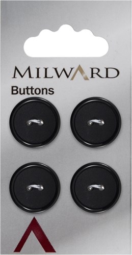 Milward Mat met Glanzende Rand Knoop Zwart 19mm (4 stuks)