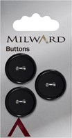 Milward Mat met Glanzende Rand Knoop Zwart 21mm (3 stuks)