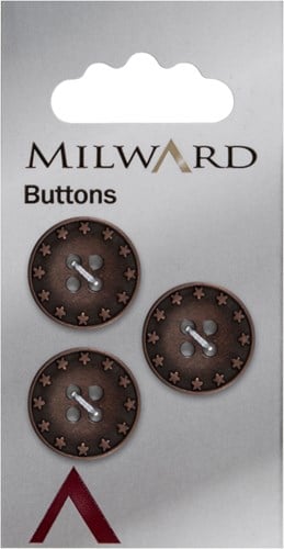 Milward Sterretjes Knoop Metaal Bronskleurig 17mm (3 stuks)