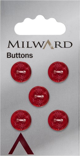 Milward Knoop Transparant Rood Met Bloem 12mm (5 stuks)