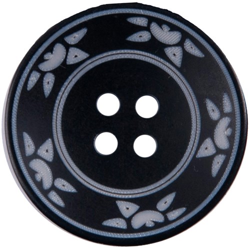 Milward Knoop Zwart Met Bloemdetail 25mm (2 stuks)-2