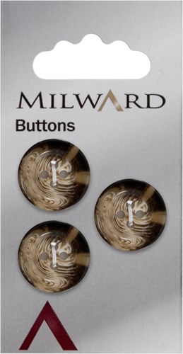 Milward Knoop met Opstaand Randje Zwart/Wit/Bruin 17mm (3 stuks)