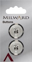 Milward Knoop Doorschijnend met Zwarte Rand 22mm (2 stuks)