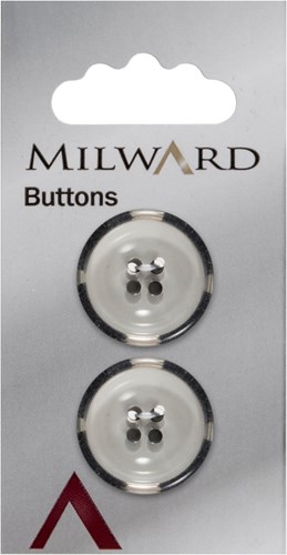 Milward Knoop Doorschijnend met Zwarte Rand 22mm (2 stuks)