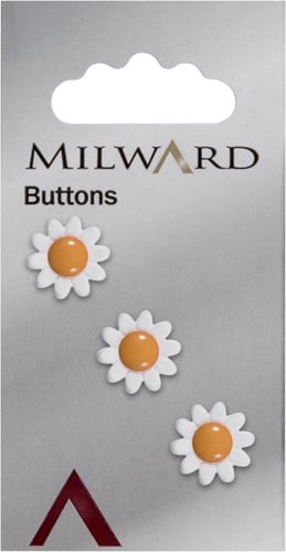 Milward Knoop Bloem Wit met Geel 13mm (3 stuks)