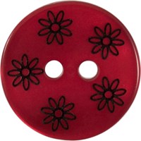 Milward Parelmoer Knoop Donkerrood met Zwarte Bloemen 15mm (4 stuks)-2