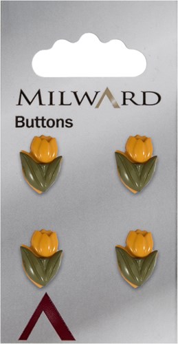 Milward Tulp Knoop Groen/Geel 15mm (4 stuks)