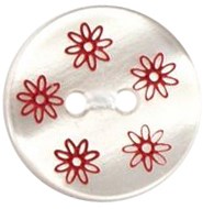 Milward Parelmoer Witte Knoop met Rode Bloemen 15mm (4 stuks)-2