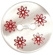 Milward Parelmoer Witte Knoop met Rode Bloemen 15mm (4 stuks)-2
