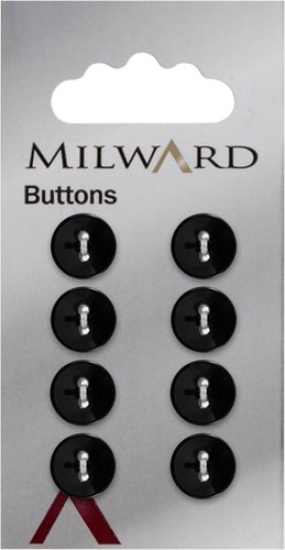 Milward Ronde Glanzende Knoop Zwart 11mm (8 stuks)