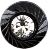 Milward Zwarte Ronde Knoop met Glinstersteen 12mm (2 stuks)-2