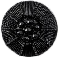 Milward Zwarte Ronde Knoop met Werkje en Zwarte Glinstersteentjes 15mm (4 stuks)-2
