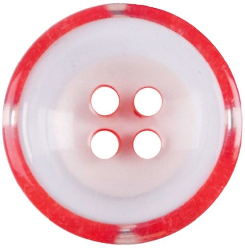 Milward Wit Doorschijnende Knoop met Rode Rand 17mm (3 stuks)-2