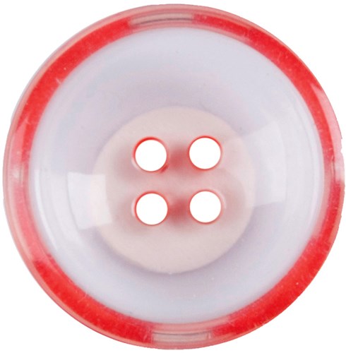 Milward Wit Doorschijnende Knoop met Rode Rand 22mm (2 stuks)-2