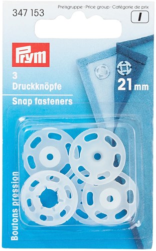 Prym Aannaaidrukknopen Rond Transparant 21 mm
