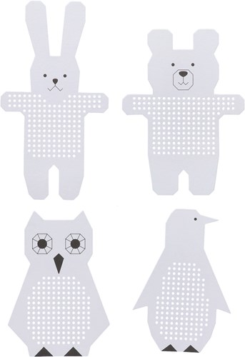 Rico Borduurkarton 8 stuks 076 Pinguïn/Uil-2