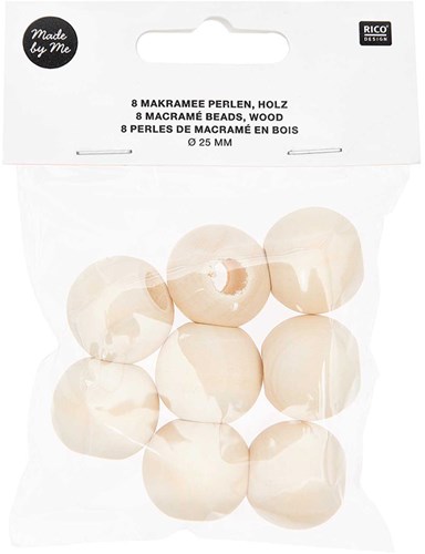 Rico Macramé Houten Kralen 25mm - 8 stuks-2