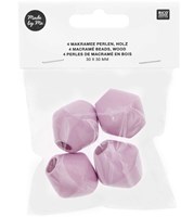 Rico Macramé Houten Kralen 30x30mm Lilac - 4 stuks-2