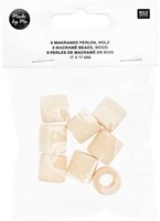 Rico Macramé Houten Kralen 17x17mm Natural - 8 stuks-2