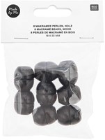 Rico Macramé Houten Kralen 19x22mm Black - 8 stuks-2