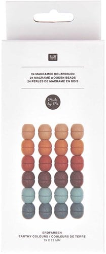 Rico Macramé Houten Kralen 19x22mm Earthy Colours - 24 stuks-2