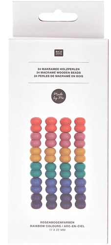 Rico Macramé Houten Kralen 17x22mm Rainbow Colours - 24 stuks-2