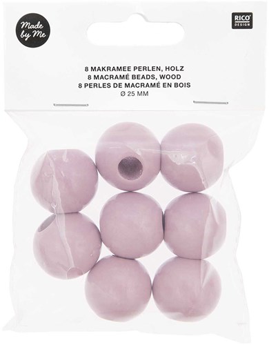 Rico Macramé Houten Kralen 25mm Antique Rose - 8 stuks-2