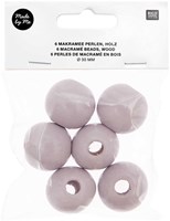 Rico Macramé Houten Kralen 30mm Light Grey - 6 stuks-2