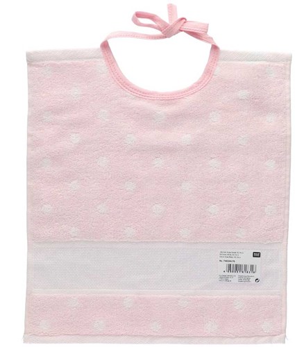 Rico Borduur Slabbetje 30 x 34 cm 007 Roze/Wit