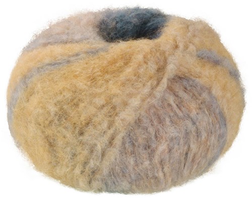 Lana Grossa Gigante Multi 101 Grijsblauw,Beige,Grijsrood,Mandarijn,Petrolgroen,Grijsgeel