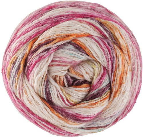 Lana Grossa Gomitolo Hippie 3031 Oranje/Zwarte Bes/Licht Turquoise/Roze/Natuur/Lime