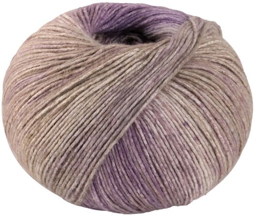 Lana Grossa Gomitolo Mambo 2034 Paars/Grijs Beige/Rauw Wit/Taupe/Vanille/Zand Beige