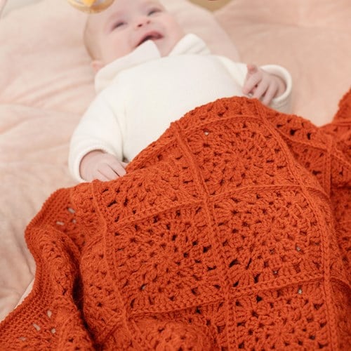 Granny Square Babydeken Ledikant Unicolour Haakpakket-2