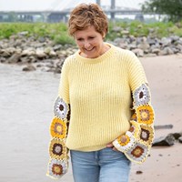 Gebreide Trui met granny mouwen Geel