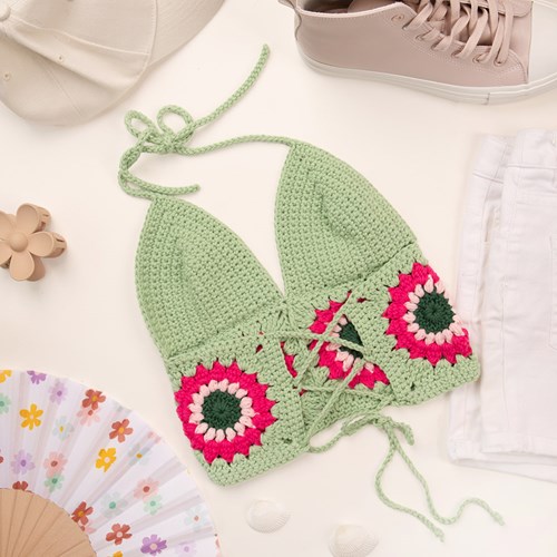 Finishing Stitches - Flower Top Haakpakket Groen inclusief patroon maat S/M-3