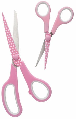 Hemline Set Stoffenschaar (21cm) & Borduurschaar (13,5cm) Pink-2