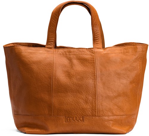 MUUD Hiba Whisky - Handgemaakt leren shopper met opbergvakken 27x29cm-3
