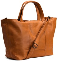 MUUD Hiba Whisky -  Handgemaakt leren shopper met opbergvakken 27x29cm back