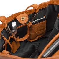 MUUD Hiba Whisky -  Handgemaakt leren shopper met opbergvakken 27x29cm detail e
