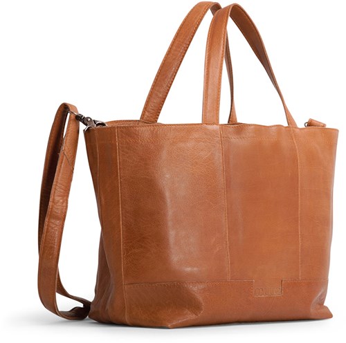MUUD Hiba Whisky - Handgemaakt leren shopper met opbergvakken 27x29cm-2