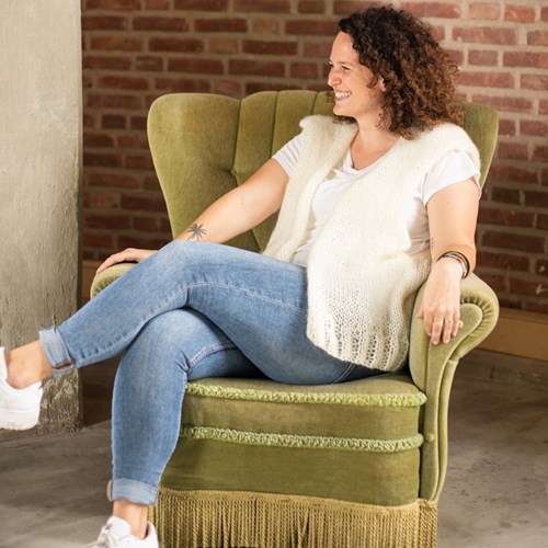 Bea Kort Vest Zonder Mouw Breipakket 1 Cream S