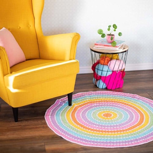 Rond vloerkleed Skye Haakpakket 1 Rainbow Dots-3