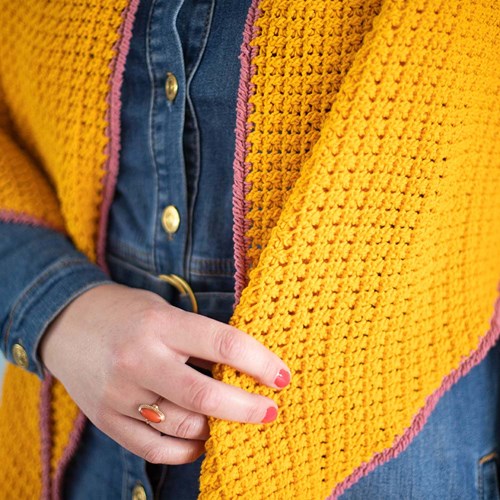 Zomers Omslagdoek Haakpakket 01 Cosy Yellow - Vintage Rose-3