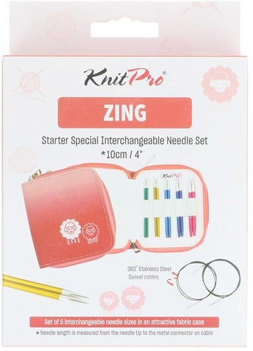 KnitPro Zing Spec. verw. breip. set 10cm 3-5mm Starter