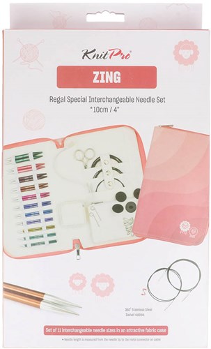KnitPro Zing spec. verw. breip. set 10cm 3-8mm Regal