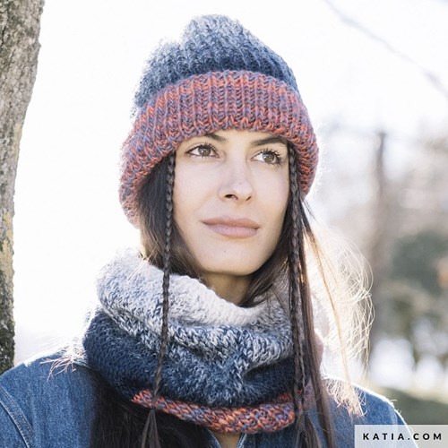 Katia Knit Ensemble 404 Off-white/Fawn brown/Blue/Yellow-3